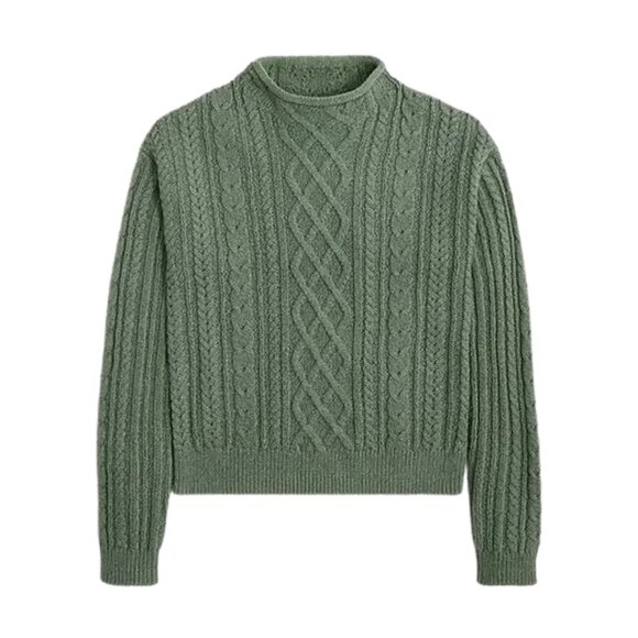 J.Crew Mockneck Cable-Knit Sweater Pale Spinach Green – Size M, EUC - Picture 4 of 16